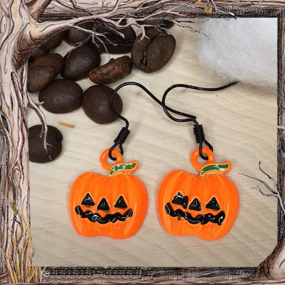 Jack o Lantern Pumpkin Earrings - Picture 1 of 8